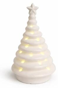 DECOLED LED svítící dekorace keramický stromeček, 6,2 × 6,2 × 11,2 cm, teple bílá, 2× LR44