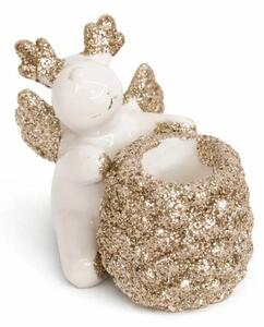 DECOLED Vánoční svícen na stůl keramický 9,5 × 9 × 8 cm, průměr na svíčku 2 cm