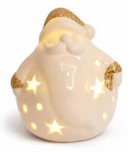 DECOLED LED keramický santa, 7,6 × 7 × 7,8 cm, teple bílá, 2× LR44