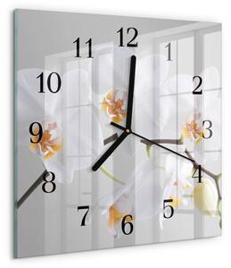 Skleněné hodiny na stěnu Orchidej zskc-30x30-00057521