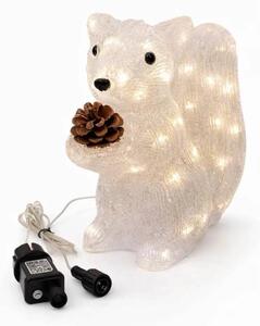 DECOLED 3D LED svítící veverka, 26 cm, akryl, venkovní, teple bílá, IP44