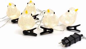 DECOLED LED svítící ptáčci, akryl, 5 ks, teple bílá