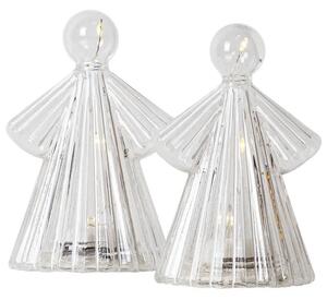 SIRIUS LED svítící anděl skleněný, čirý, 10 cm, sada 2 kusy