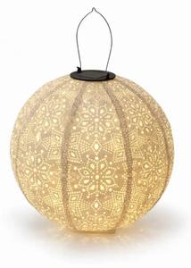 DECOLED LED lampion solární bílý venkovní 30 cm, teple bílá, látkový papír
