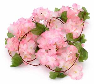 DECOLED 3D jarní dekorace girlanda květinová, 220 × 15 cm, růžová, Sakura