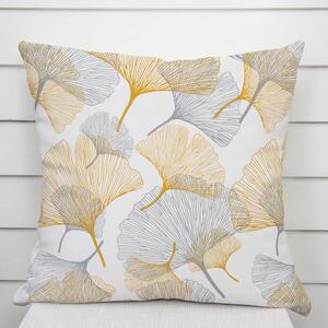 Biante Bavlněný povlak na polštář Sandra SA-745 Šedo-hořčicové ginkgo listy na bílém 30 x 50 cm