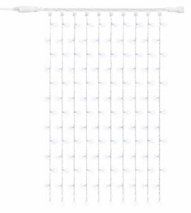 DECOLED Easy Fix LED světelný závěs venkovní, 100 × 150 cm, ledově bílá, 150 diod, bílý kabel, IP67, prodlužovací