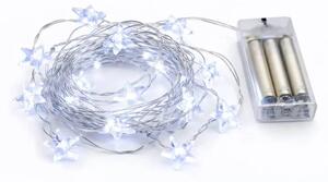 DECOLED LED světýlka na baterie, hvězdičky, 2,3 m, ledově bílá, 20 diod, drátek, IP20 interiér, 3 × AA