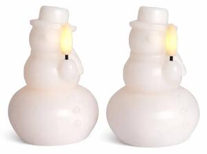 SIRIUS LED svíčka z pravého vosku na baterie, sněhulák, bílý, sada 2 ks, ø 7 × 10 cm, CR2032