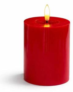SIRIUS LED svíčka na baterie vosková Sille Red, Ø 7,5 × 10 cm, červená, 2× AA