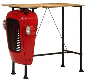 Barový stůl traktor červený a hnědý 55 x 120 x 107 cm mangovník