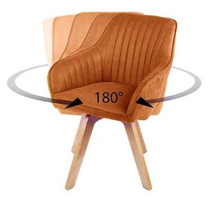 Designová otočná židle Gaura tmavě - hořčicový samet - skladem