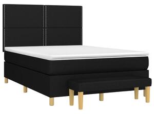 Box spring postel s matrací černá 140 x 190 cm textil