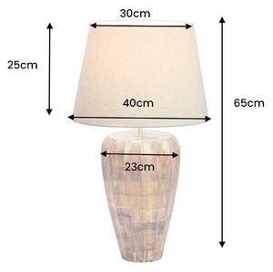 Designová stolní lampa Desmond 65 cm béžová / hnědé mango