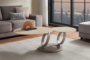 Designový konferenční stolek Danyale 80-134 cm travertin / šampaňský