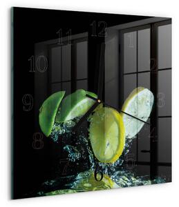 Skleněné hodiny na stěnu Citron a limetka zskc-30x30-00057713