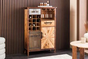Designová barová skříňka Qismah 120 cm vintage hnědá borovice