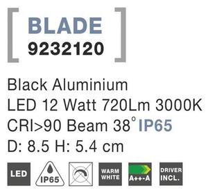 NV 9232120 Zapuštěné svítidlo BLADE černý hliník LED 12W 3000K 38st. IP65 - NOVA LUCE