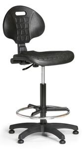 Pracovní židle s kluzáky PUR, permanentní kontakt, černá
