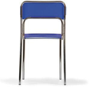 Plastová jídelní židle ASKA, modrá, chromované nohy