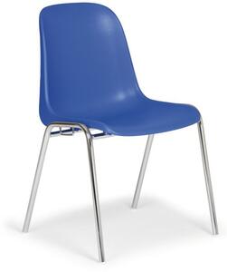 Plastová jídelní židle ELENA, modrá, chromované nohy