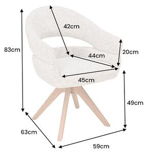 Designová otočná židle Yenibeth béžová / dub