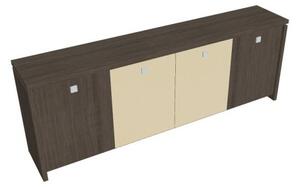 Čtyřdveřové kancelářská skříň ASSIST, 2480 x 460 x 900 mm, dub antracit