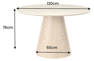 Kulatý keramický jídelní stůl Parthenia 120 cm travertin / dub
