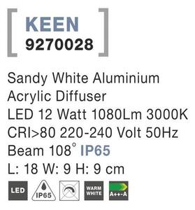 NV 9270028 Venkovní nástěnné svítidlo KEEN bílý hliník akrylový difuzor LED 12W 3000K 220-240V 108st. IP65 - NOVA LUCE