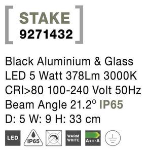 NV 9271432 Venkovní svítidlo s bodcem STAKE černý hliník a sklo LED 5W 3000K 100-240V 21st. IP65 - NOVA LUCE