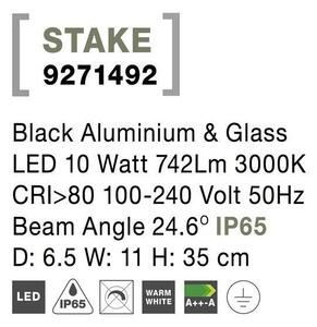 NV 9271492 Venkovní svítidlo s bodcem STAKE černý hliník a sklo LED 10W 3000K 100-240V 24st. IP65 - NOVA LUCE