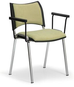 Konferenční židle SMART, chromované nohy, s područkami, zelená