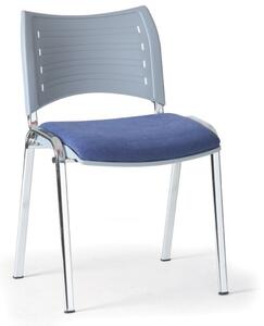 Konferenční, jídlení židle SMART s plastovým opěrákem, modrá, chromované nohy