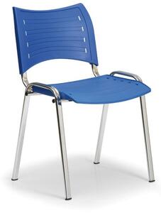 Plastová židle SMART, chromované nohy, modrá