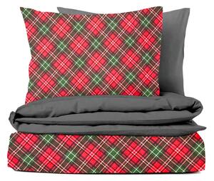 Ervi FLANELOVÉ bavlněné povlečení - Vánoční Tartan/šedé