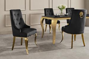 Designová židle Rococo Lví hlava černá / zlatá