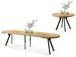 Mazzoni EXPANSO Dub Americký/černé nohy - VELKÝ KULATÝ STŮL Ø110 ROZKLÁDACÍ NA 310 cm S NOHAMI VE TVARU Y LOFTOVÝ/INDUSTRIÁLNÍ