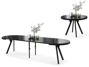 Mazzoni EXPANSO Černý Mat/černé nohy - VELKÝ KULATÝ STŮL Ø110 ROZKLÁDACÍ NA 310 cm S NOHAMI VE TVARU Y LOFTOVÝ/INDUSTRIÁLNÍ