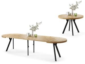 Mazzoni VITO Dub Artisan/černé nohy - VELKÝ KULATÝ STŮL Ø110 ROZKLÁDACÍ NA 310 cm S NOHAMI VE TVARU Y LOFTOVÝ/INDUSTRIÁLNÍ