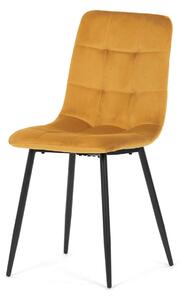 Jídelní židle CHRISTINE - žlutý samet / černé kovové nohy