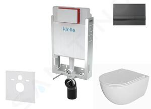 Kielle Set předstěnové instalace, klozetu Oudee, sedátka softclose a tlačítka Gemini I, lesklá černá 30505SZ74