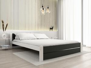 Postel IKAROS DOUBLE 140 x 200 cm, antracit/bílá s laťkovým roštem