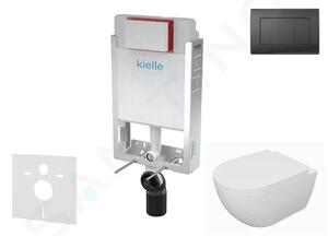 Kielle Set předstěnové instalace, klozetu Oudee, sedátka softclose a tlačítka Gemini III, matná černá 30505SZ64