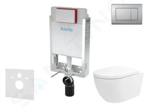 Kielle Set předstěnové instalace, klozetu Oudee Vortex, sedátka softclose a tlačítka Gemini III, matný chrom 30505SZ77