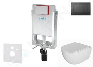 Kielle Set předstěnové instalace, klozetu Oudee, sedátka softclose a tlačítka Gemini III, matná černá 30505SZ71