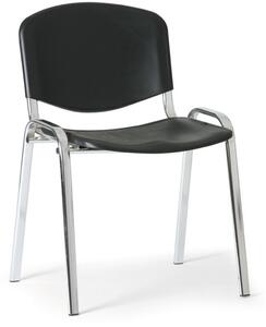 Plastová židle ISO, černá, konstrukce chromovaná