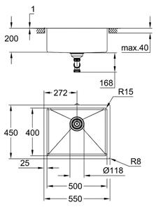 GROHE 31574SD1 - Kuchyňský dřez K700U 550 x 450 mm nerez