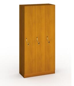 Dřevěná šatní skříňka, 3 oddíly, 1900x900x420 mm, třešeň