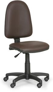 Dílenská pracovní židle na kolečkách TORINO bez područek, permanentní kontakt, pro měkké podlahy, hnědá