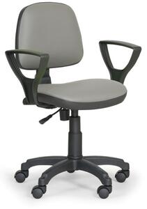 Pracovní židle na kolečkách MILANO s područkami, permanentní kontakt, pro měkké podlahy, šedá